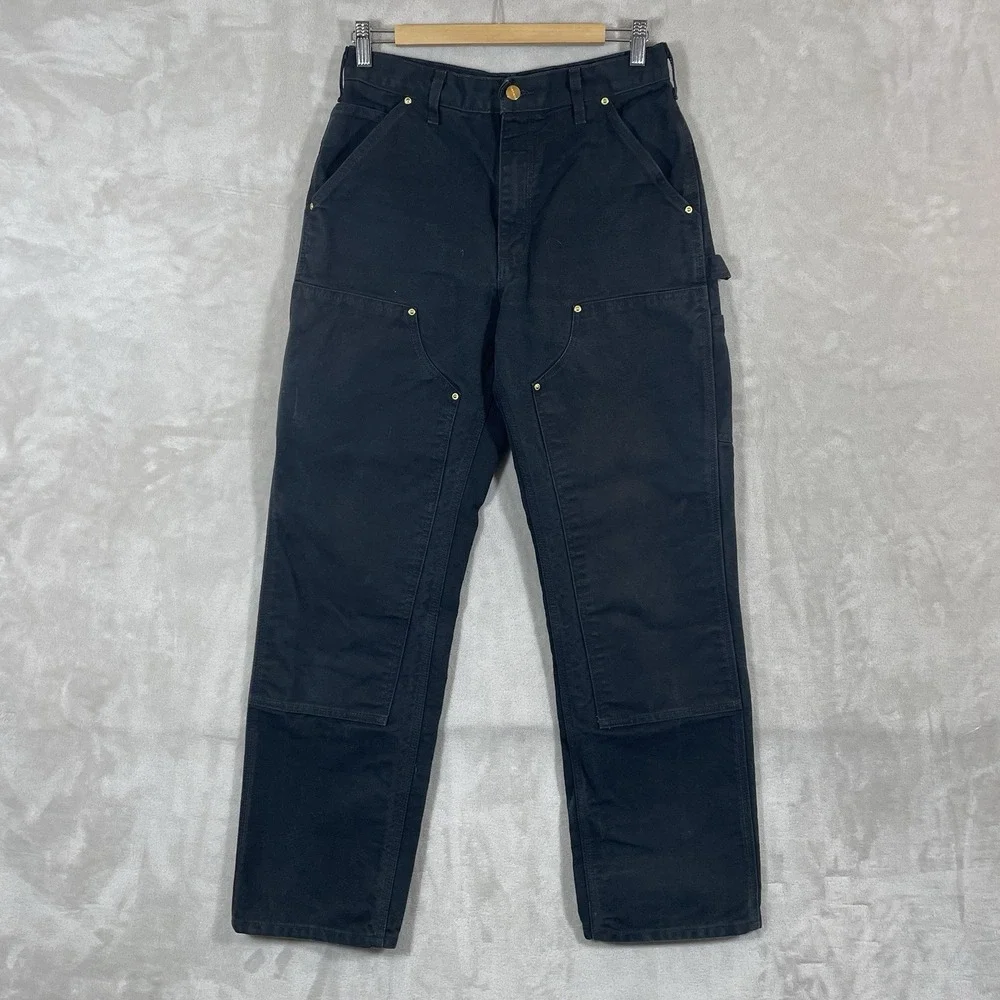 Carhartt B01 BLK Loose Fit Double Knee Canvas Pants Mens 30x32 (fit 30x30) Black